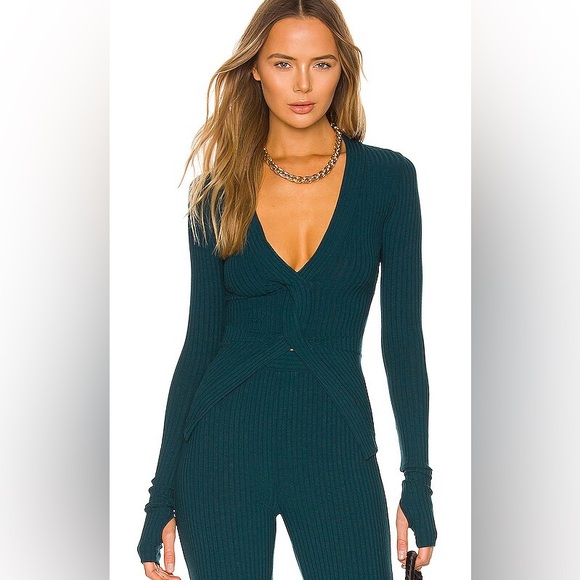 ✨NWT✨ Revolve Alix NYC Inez Top in Jade Green Long Sleeve Ribbed XS - Picture 1 of 5
